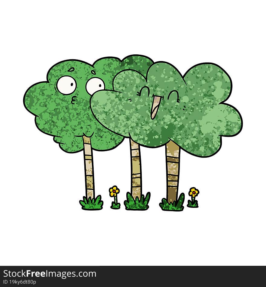 cartoon trees with faces. cartoon trees with faces