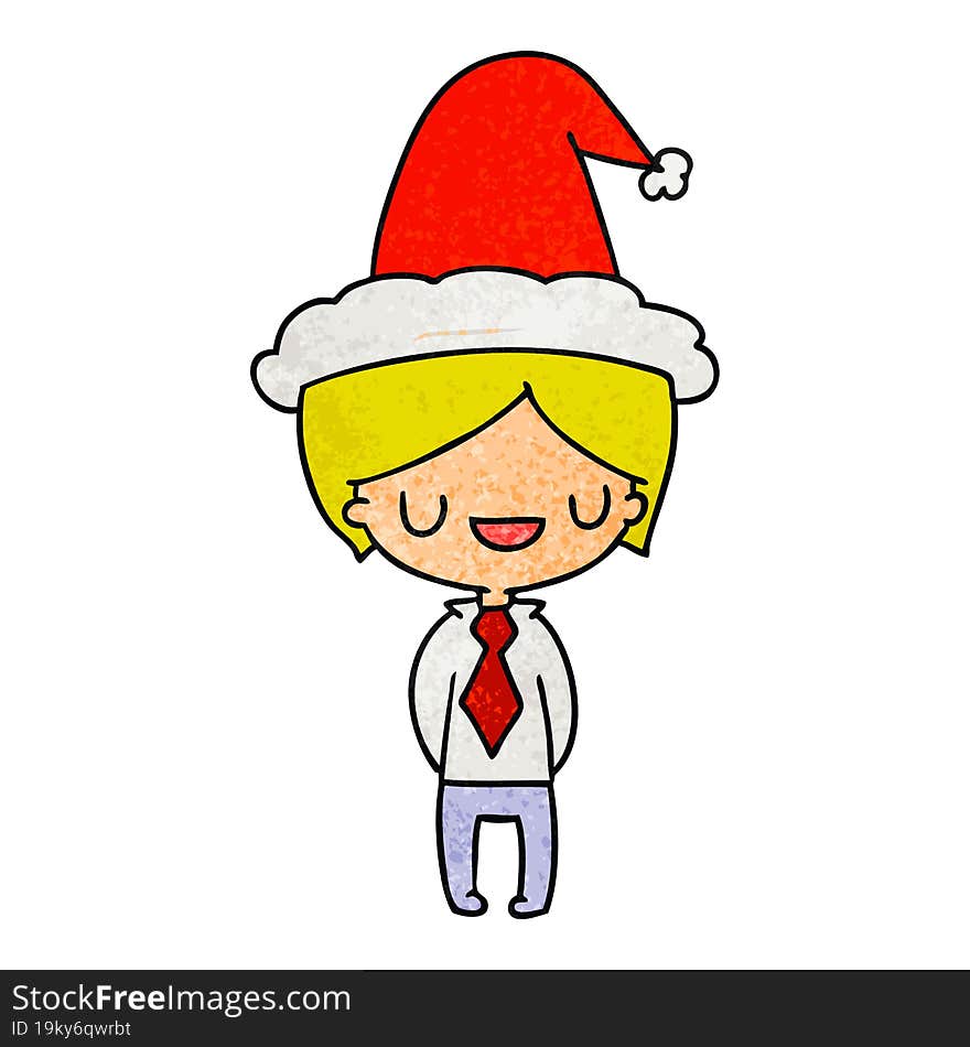 Christmas Textured Cartoon Of Kawaii Boy