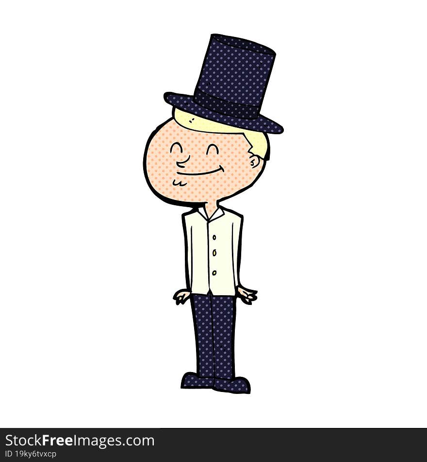 Cartoon Man Wearing Top Hat