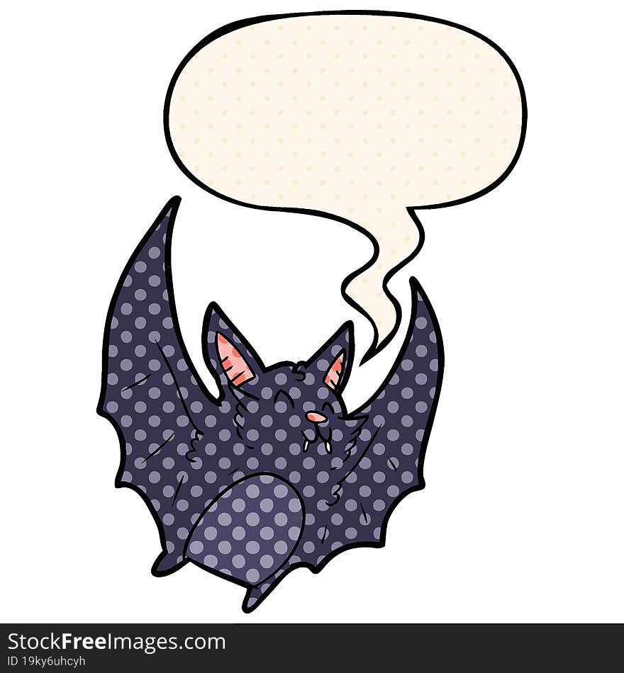 cartoon vampire halloween bat and speech bubble in comic book style