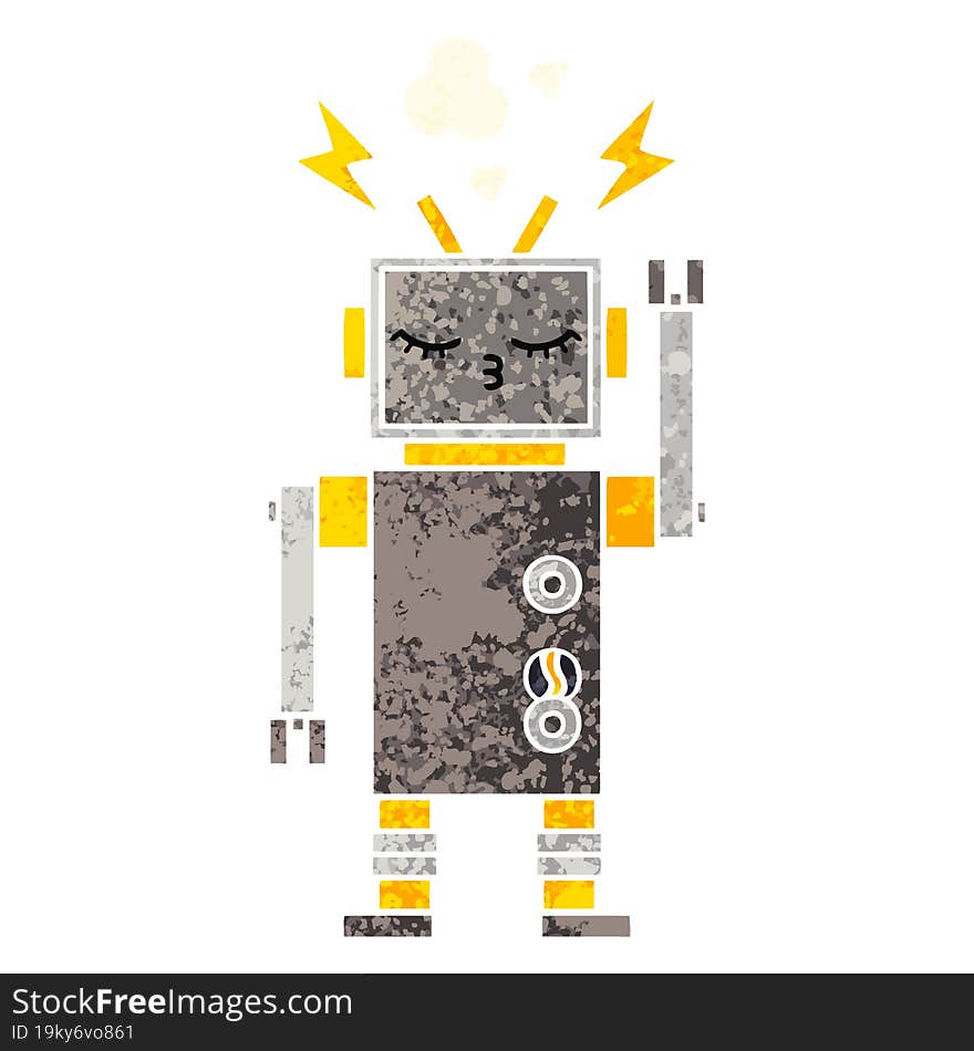 Retro Illustration Style Cartoon Robot