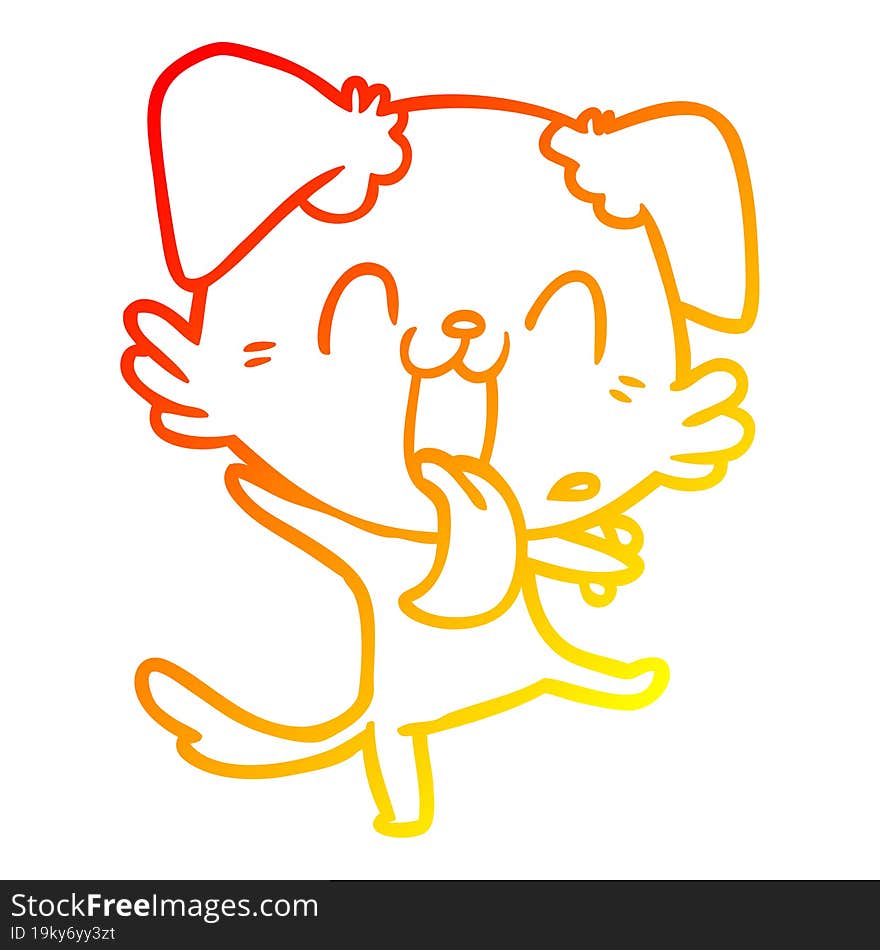 Warm Gradient Line Drawing Cartoon Panting Dog