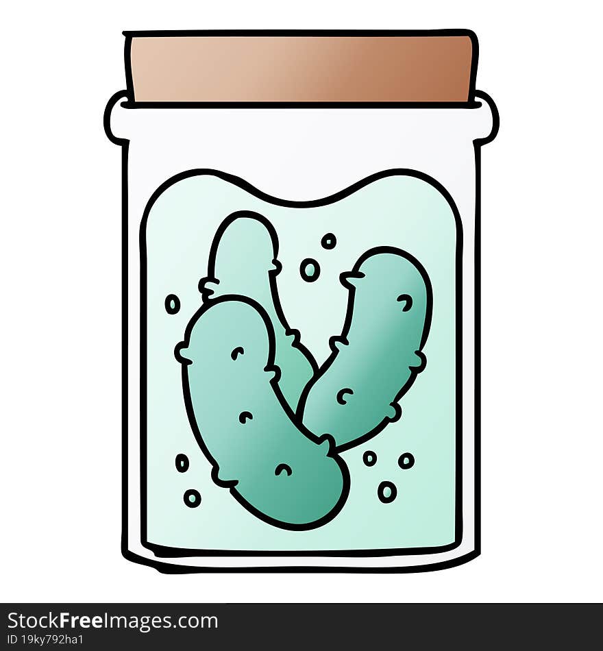 hand drawn gradient cartoon doodle jar of pickled gherkins