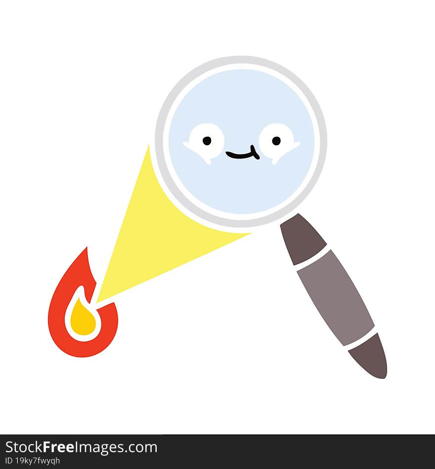 Flat Color Retro Cartoon Magnifying Glass