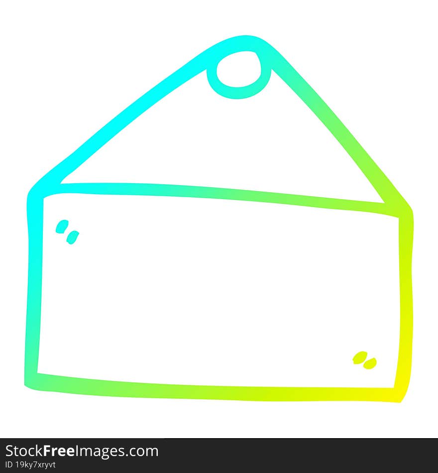 cold gradient line drawing of a cartoon blank hanging sign