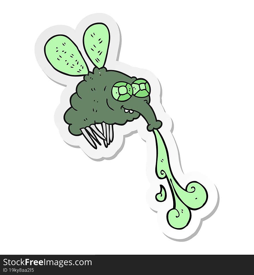 sticker of a cartoon gross fly