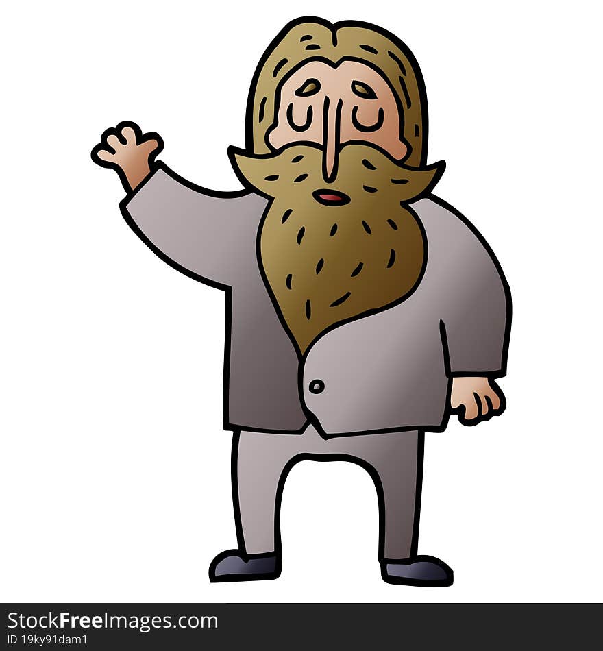 cartoon doodle old man waving