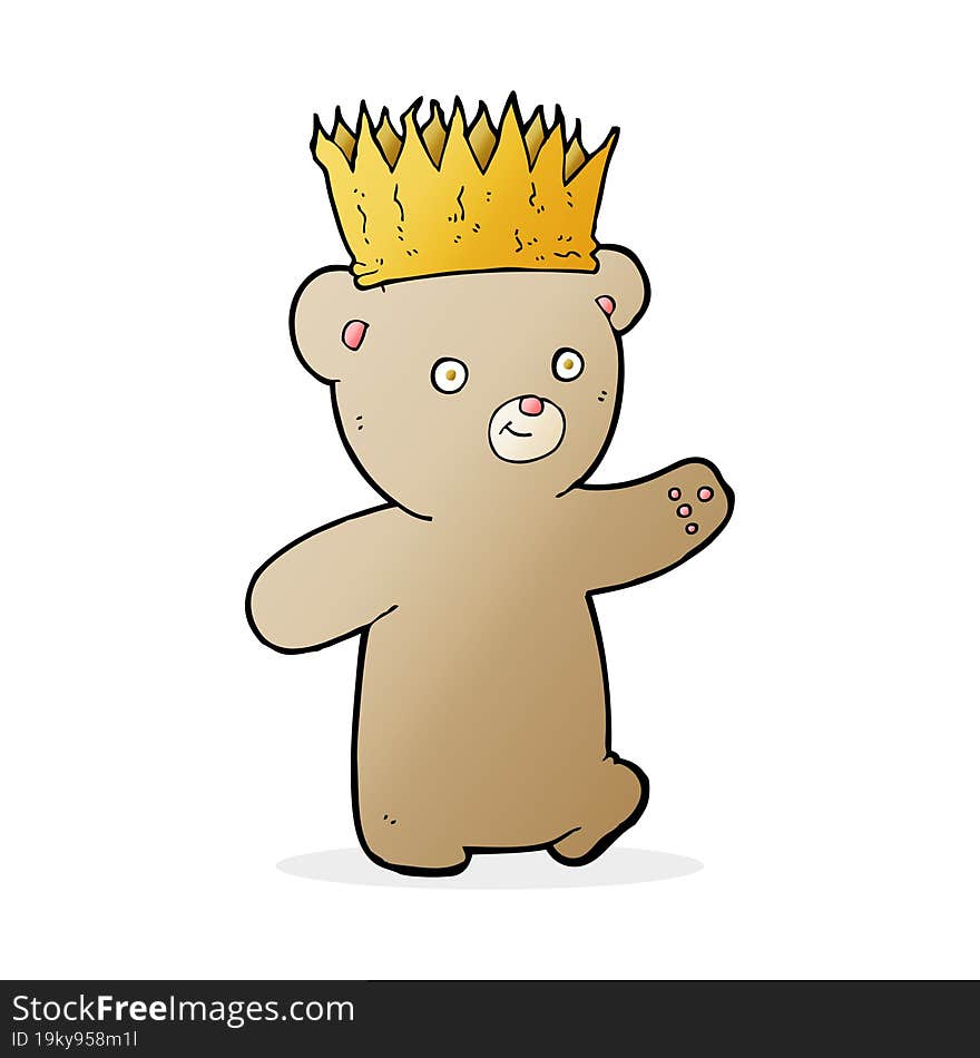 cartoon teddy bear wearing paper crown