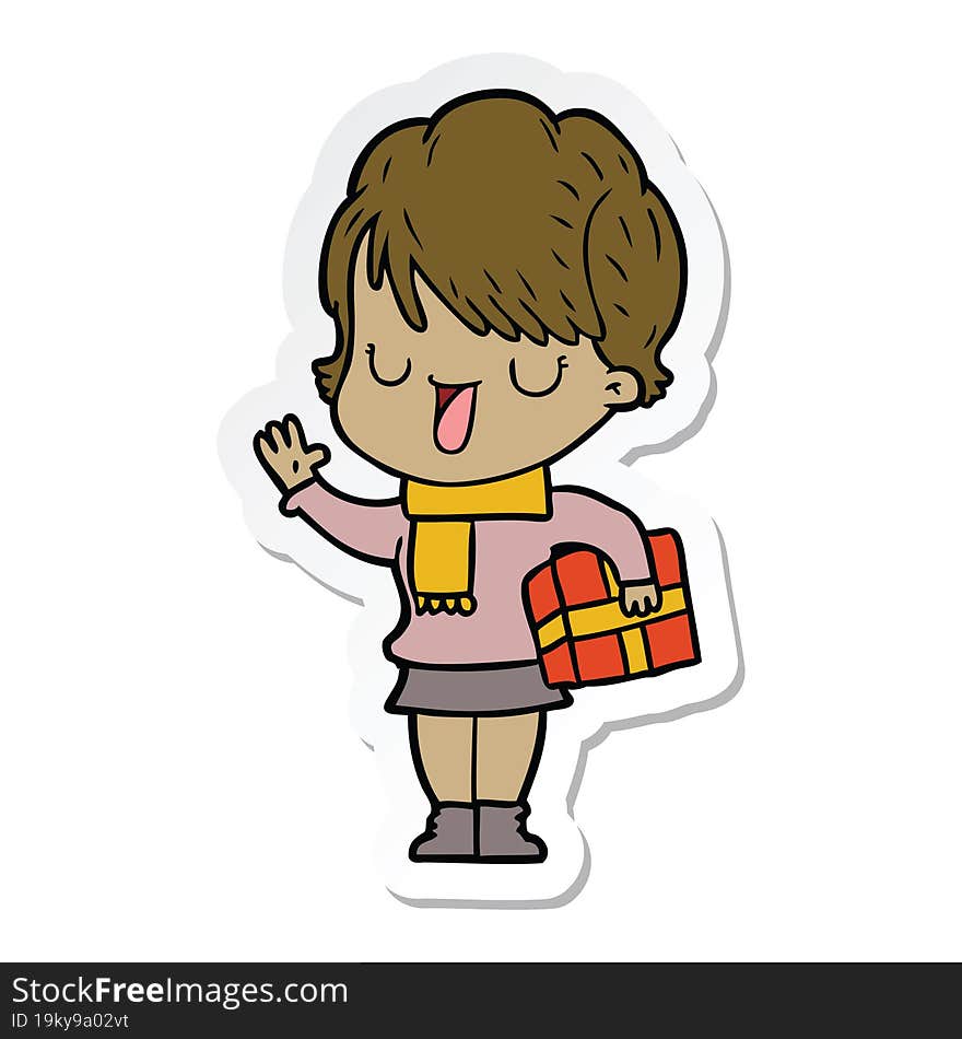 sticker of a cartoon woman talking