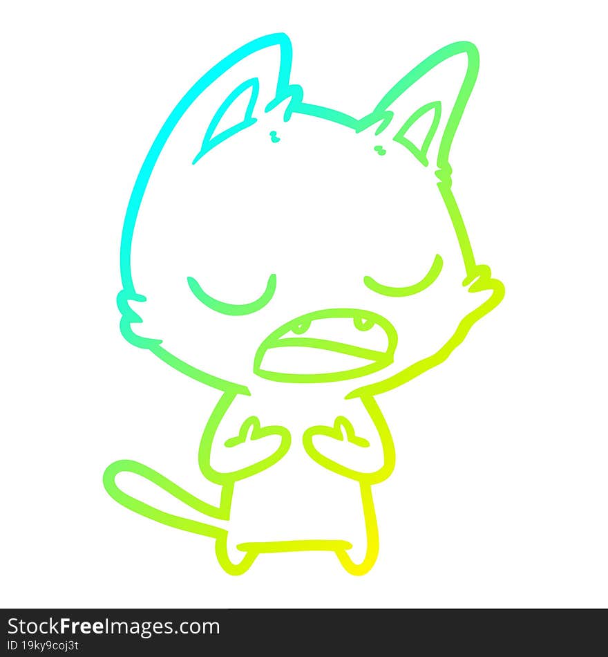 Cold Gradient Line Drawing Talking Cat Cartoon