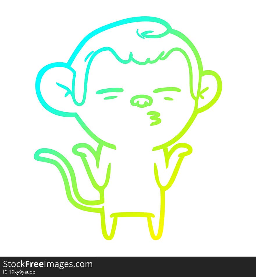 cold gradient line drawing cartoon suspicious monkey