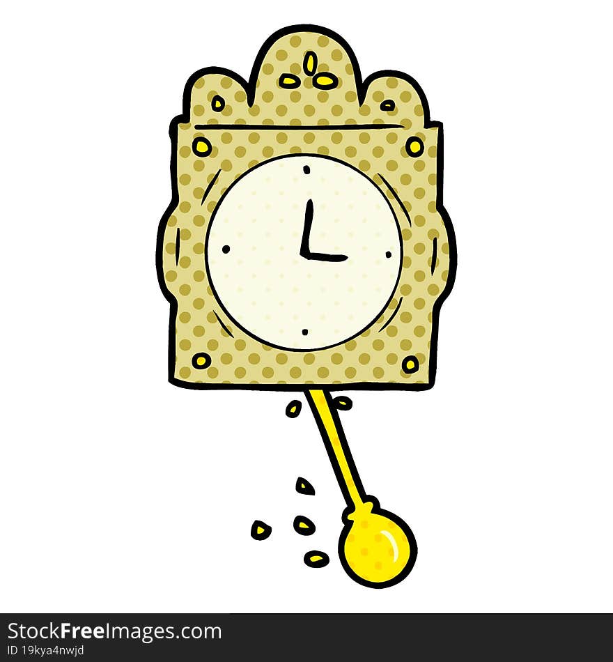 cartoon ticking clock with pendulum. cartoon ticking clock with pendulum