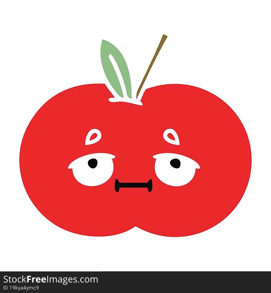 flat color retro cartoon red apple