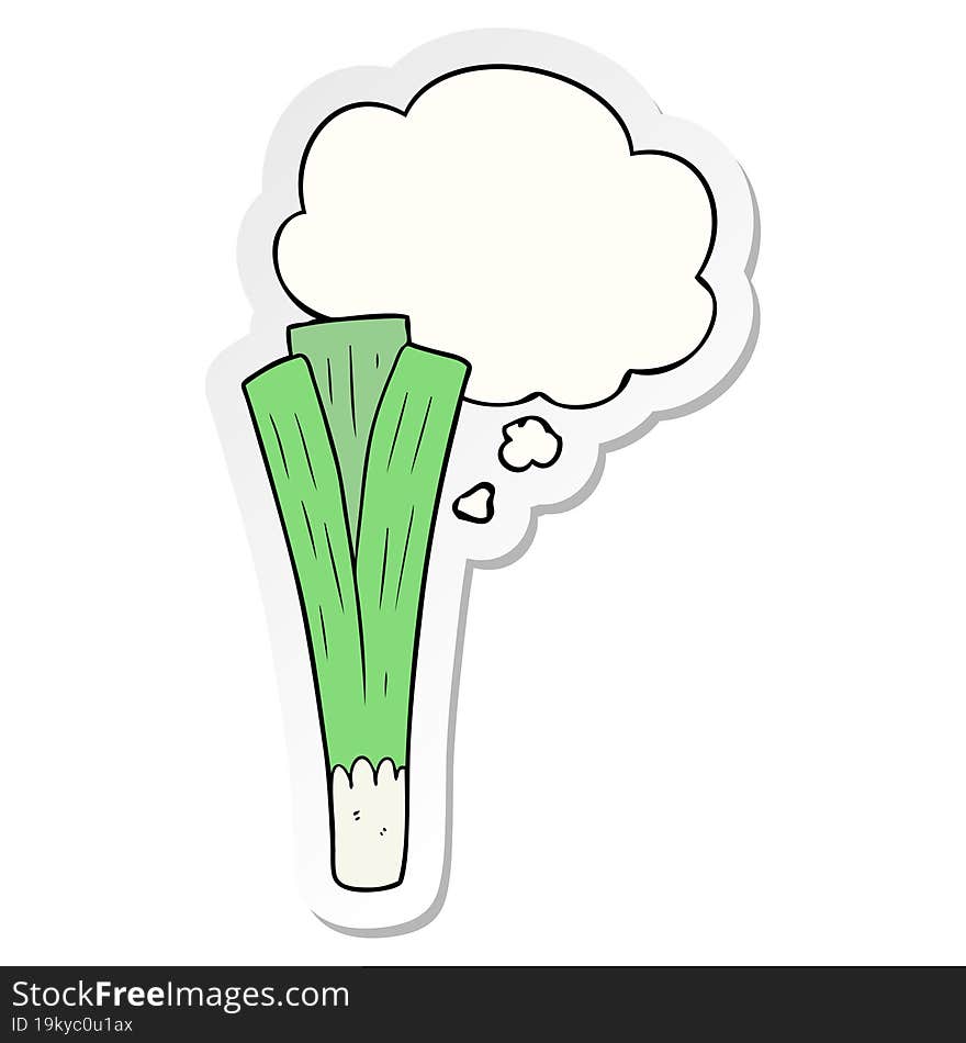 cartoon leek and thought bubble as a printed sticker