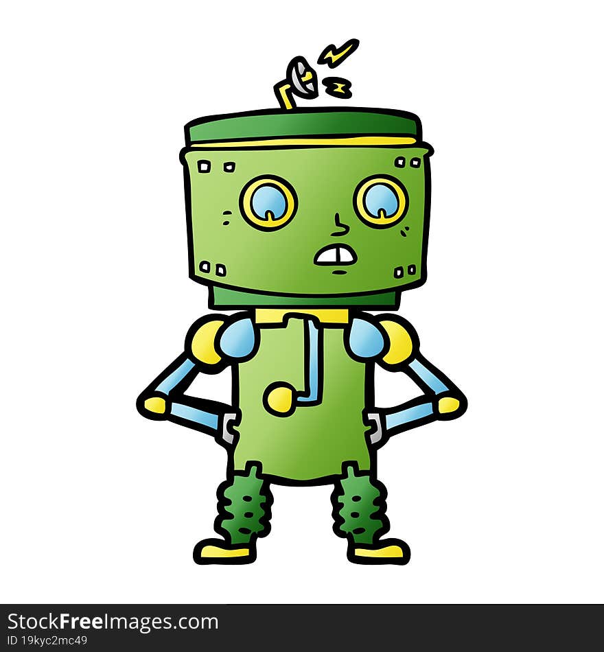 cartoon robot with hands on hips. cartoon robot with hands on hips