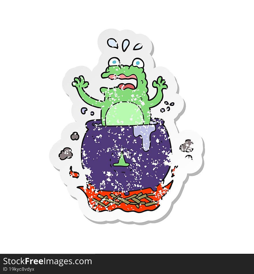 retro distressed sticker of a cartoon funny halloween toad