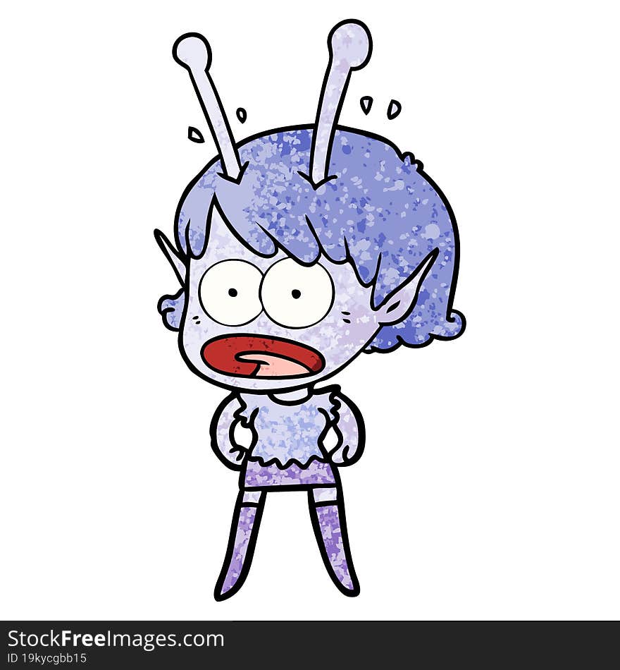 cartoon shocked alien girl. cartoon shocked alien girl