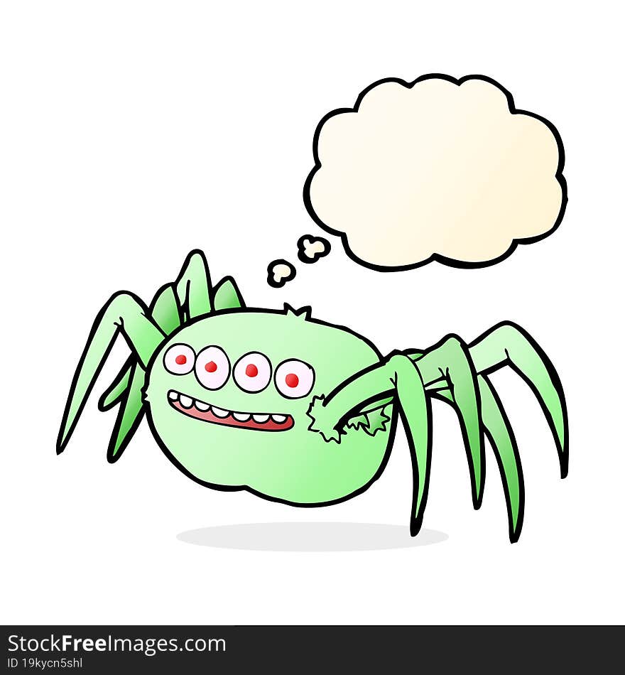 Cartoon Spooky Spider With Thought Bubble