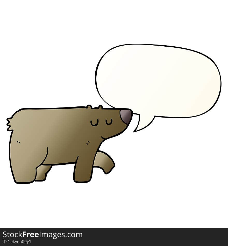 Cartoon Bear And Speech Bubble In Smooth Gradient Style