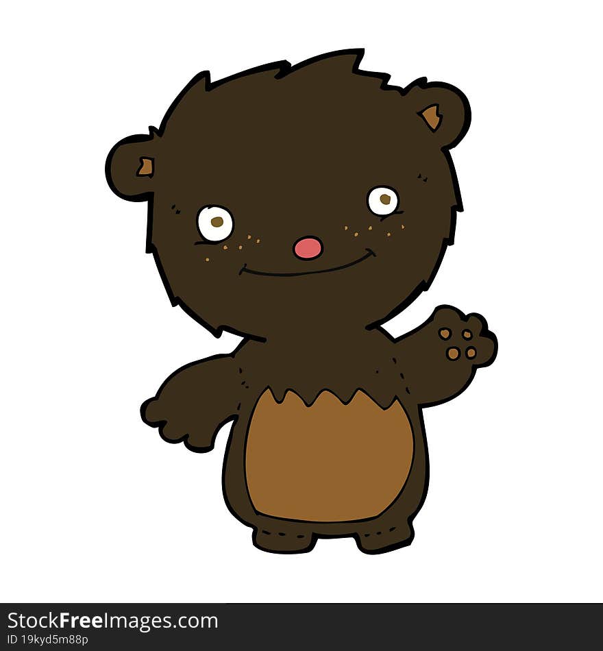 Cartoon Waving Black Bear Cub