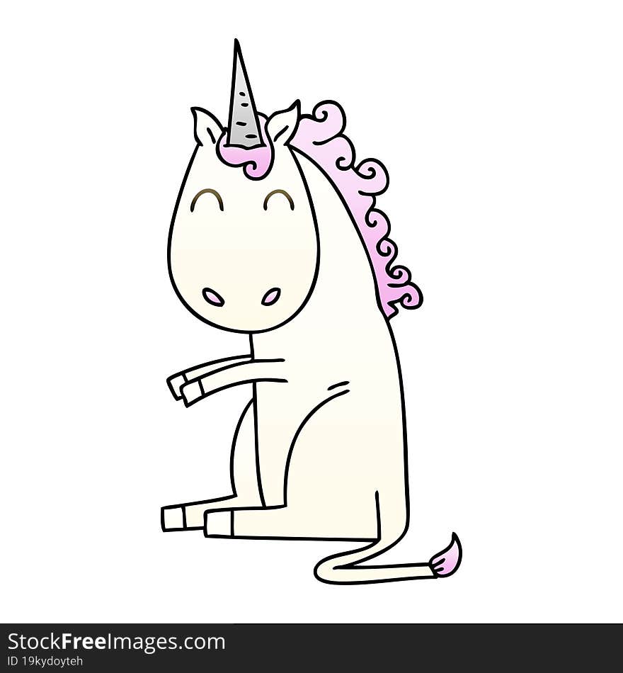 Quirky Gradient Shaded Cartoon Unicorn