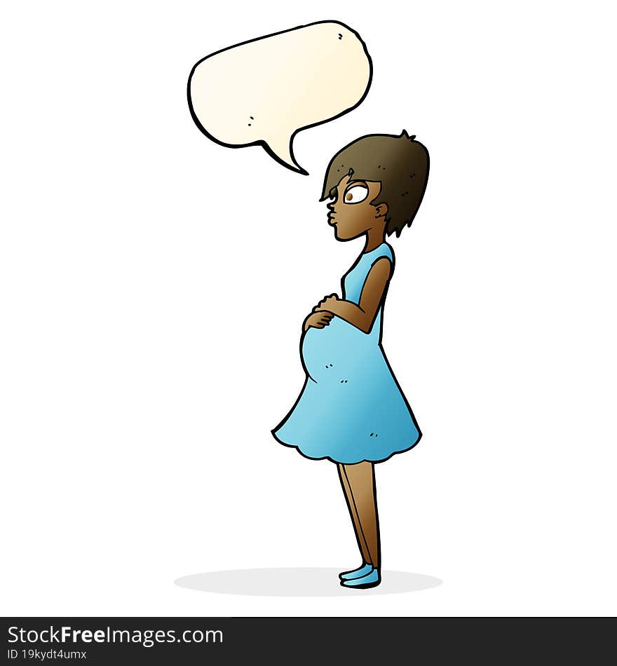 Cartoon Pregnant Woman With Speech Bubble