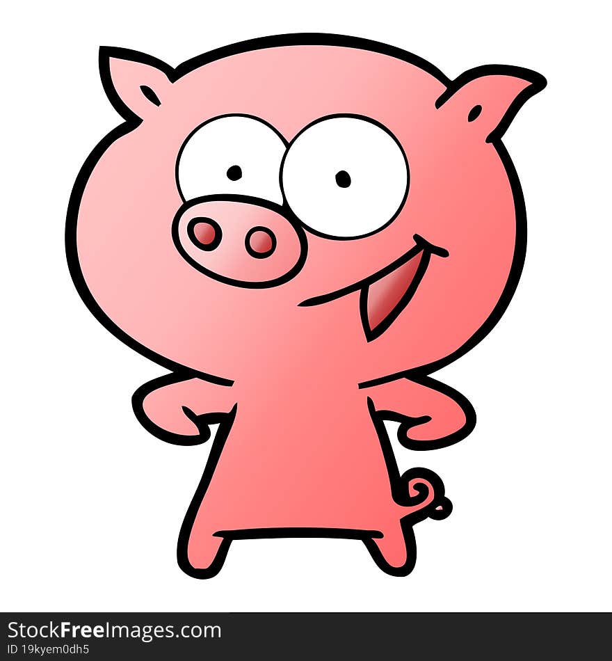 cheerful pig cartoon. cheerful pig cartoon