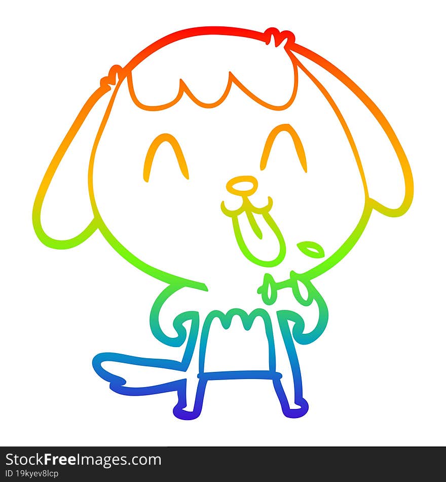 Rainbow Gradient Line Drawing Cute Cartoon Dog