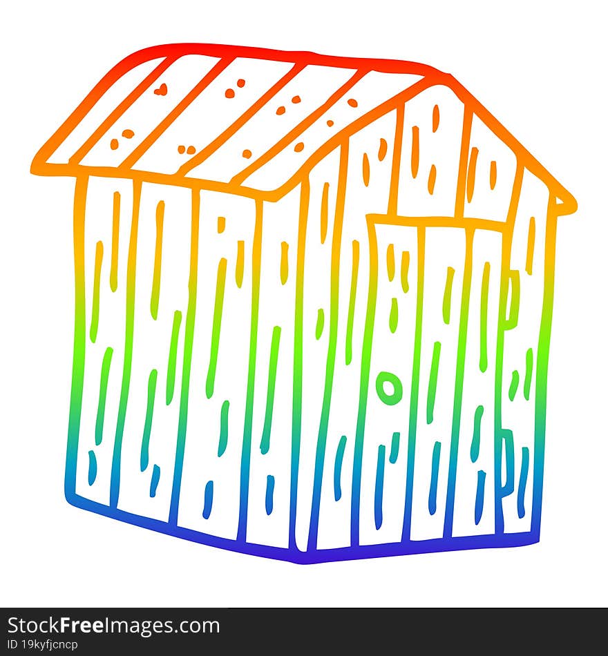 rainbow gradient line drawing cartoon wood shed