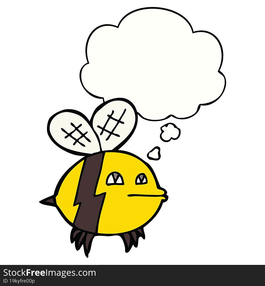 cartoon bee and thought bubble