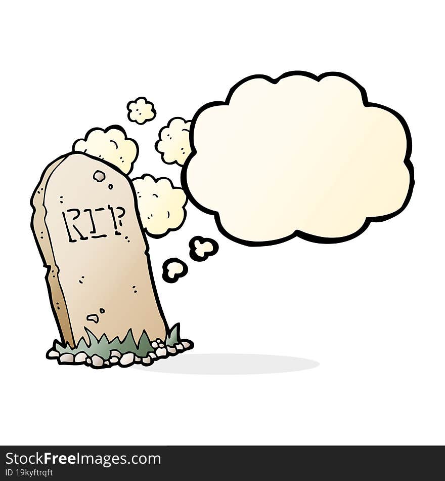 cartoon spooky grave with thought bubble