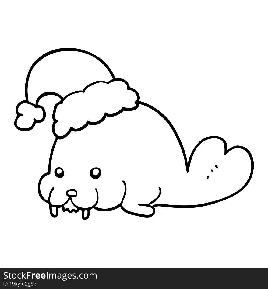 cartoon christmas walrus