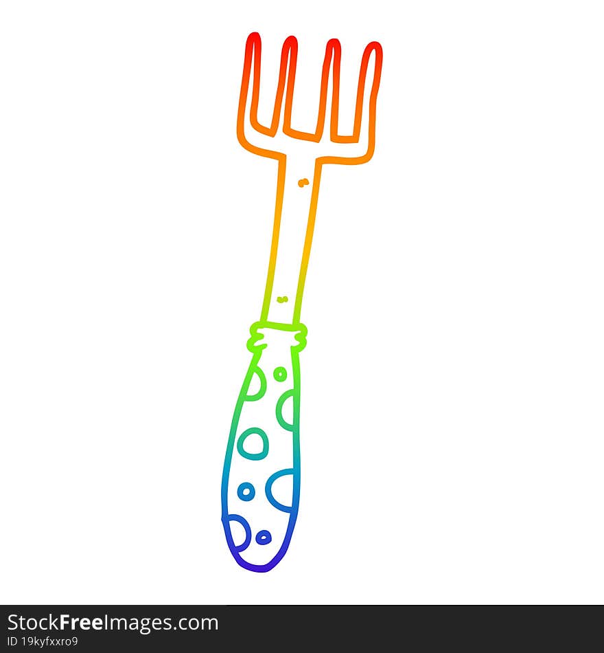 rainbow gradient line drawing cartoon fork