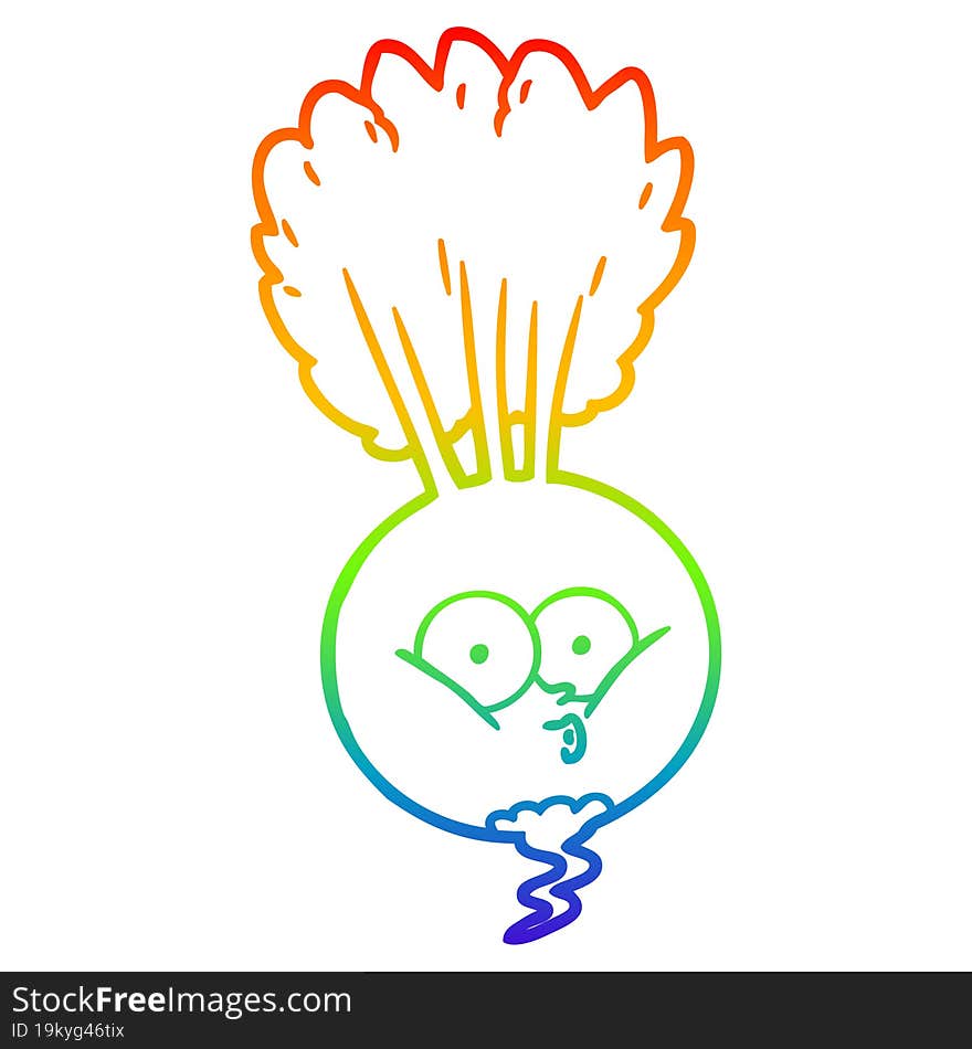 rainbow gradient line drawing cartoon vegetable