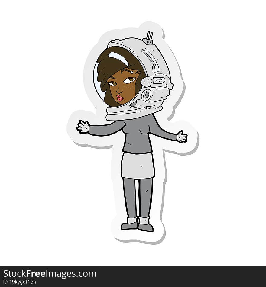 sticker of a cartoon woman wearing astronaut helmet