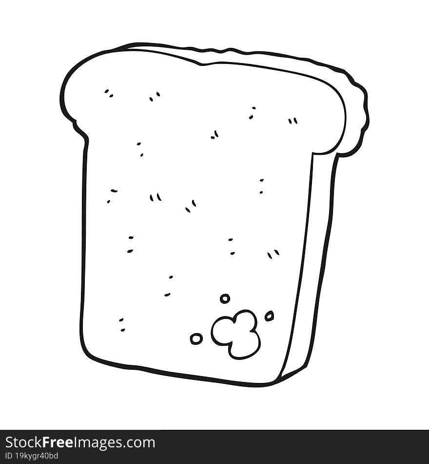 freehand drawn black and white cartoon mouldy bread