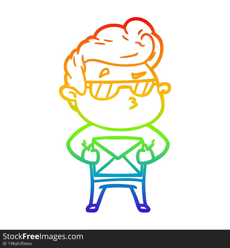 rainbow gradient line drawing cartoon cool guy