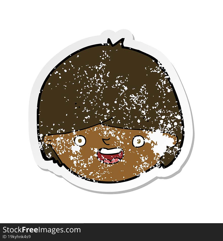 retro distressed sticker of a cartoon happy face