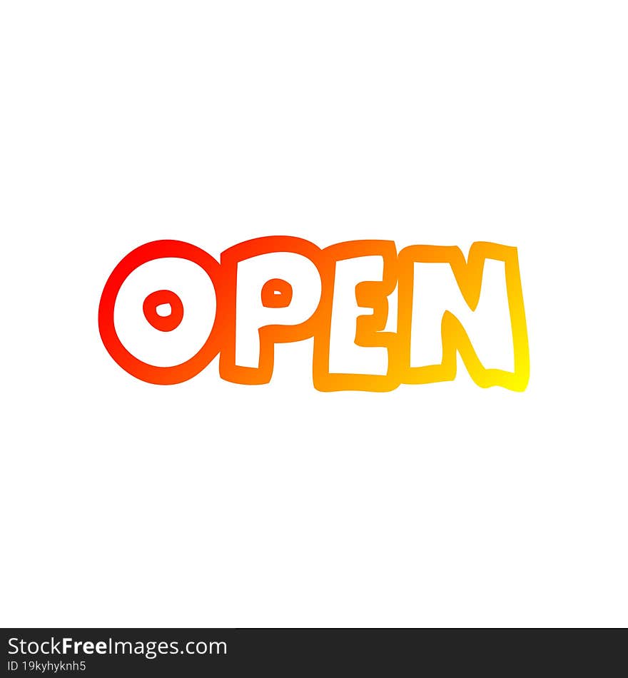 warm gradient line drawing of a cartoon open sign