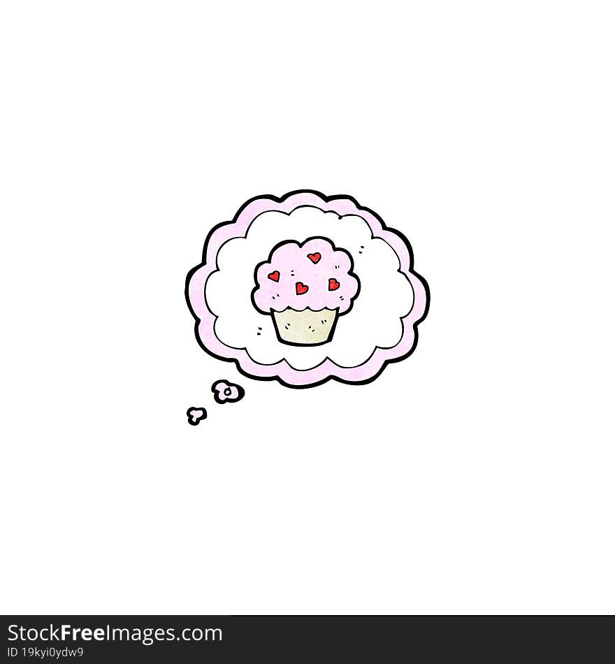 Cartoon Cupcake In Thought Bubble Symbol