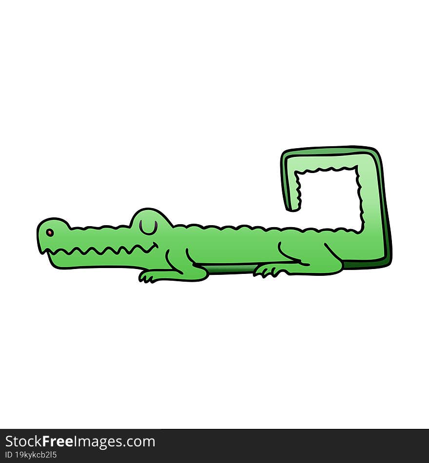 quirky gradient shaded cartoon crocodile