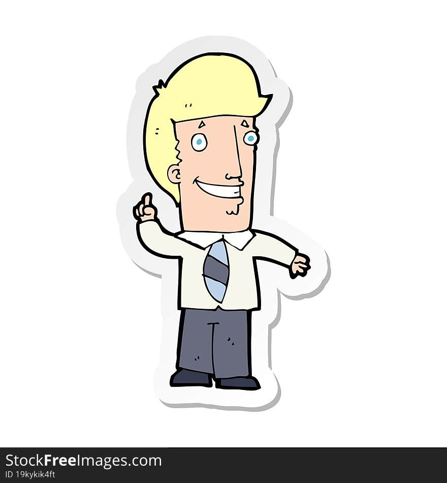 sticker of a cartoon office man with idea