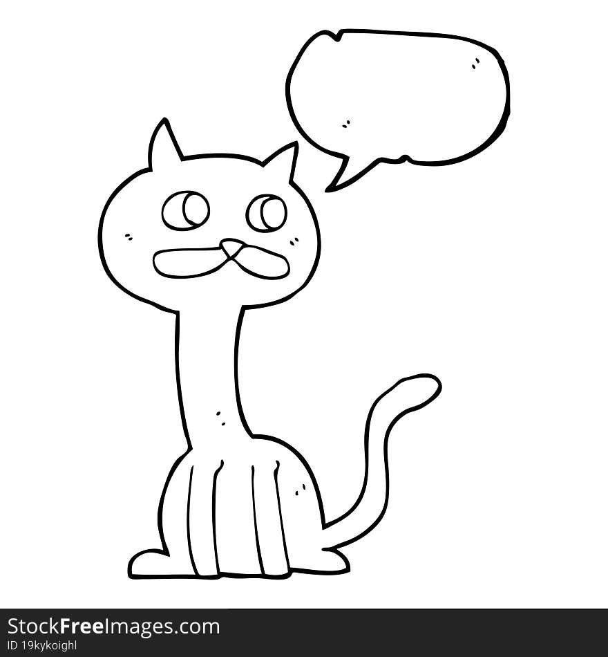 freehand drawn speech bubble cartoon cat