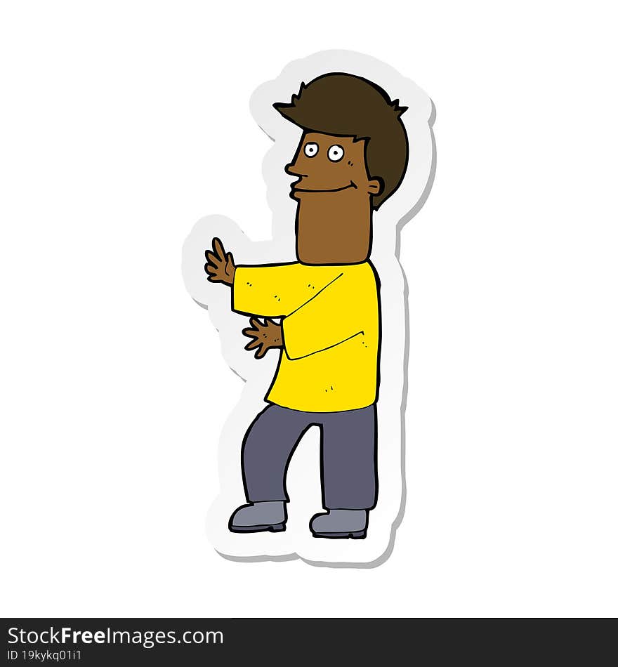 sticker of a cartoon man gesturing