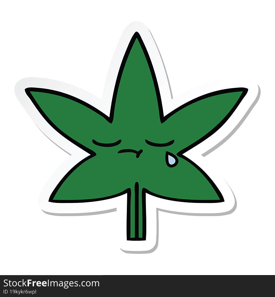 Sticker Of A Cute Cartoon Marijuana Leaf