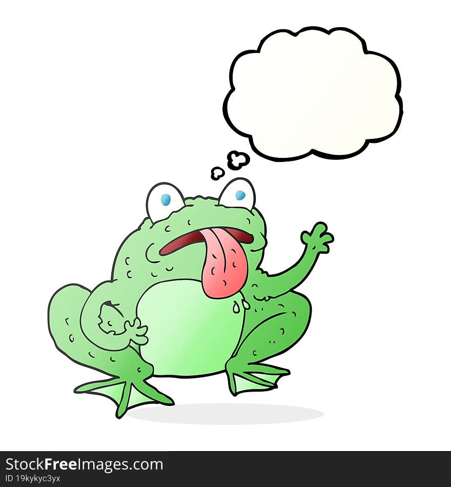 freehand drawn thought bubble cartoon frog