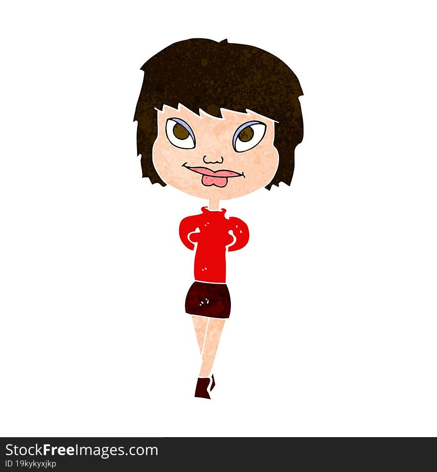 cartoon happy woman