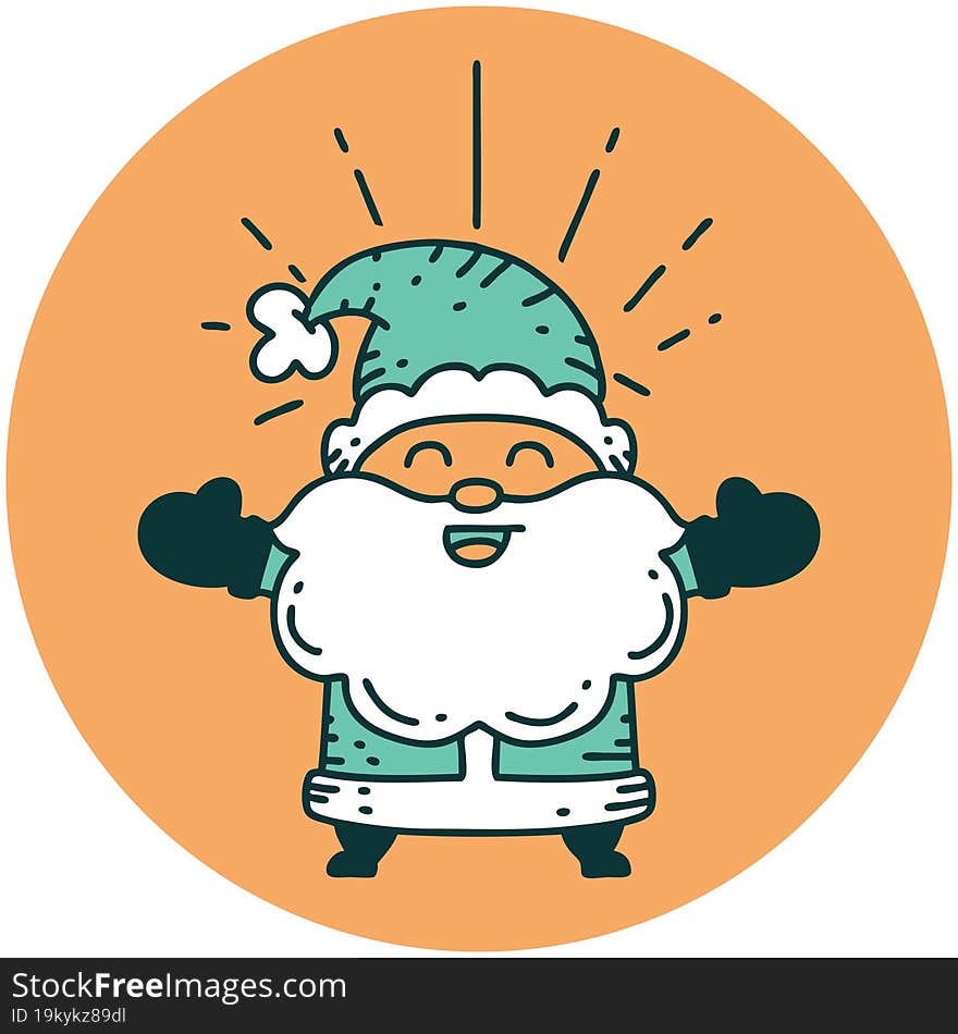 icon of tattoo style happy santa claus christmas character