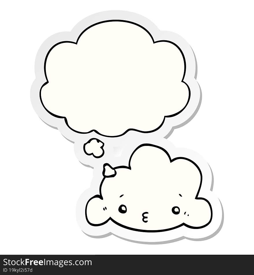 cute cartoon cloud and thought bubble as a printed sticker