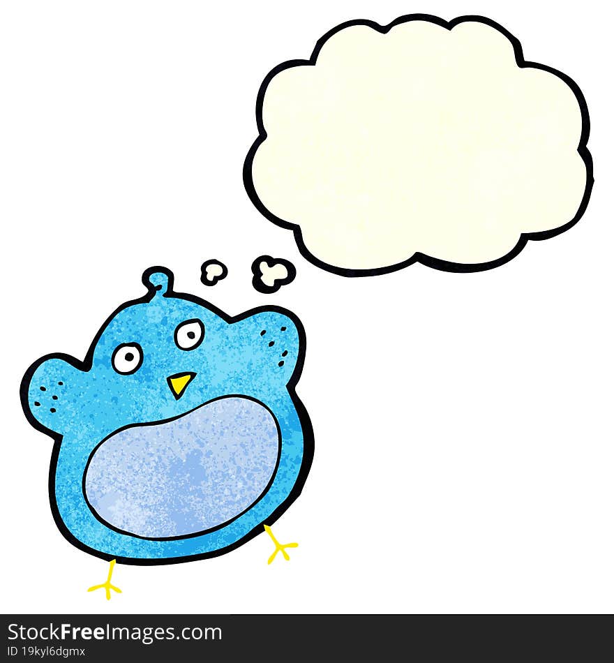 Cartoon Fat Bird With Thought Bubble